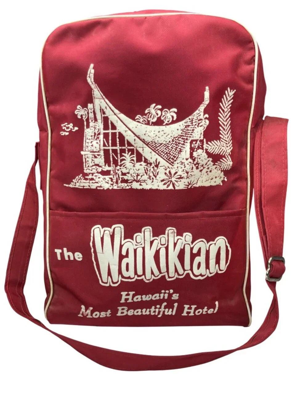 Vintage Waikikian Hotel Shoulder Bag Hawaii Vacation Souvenir Tote Travel